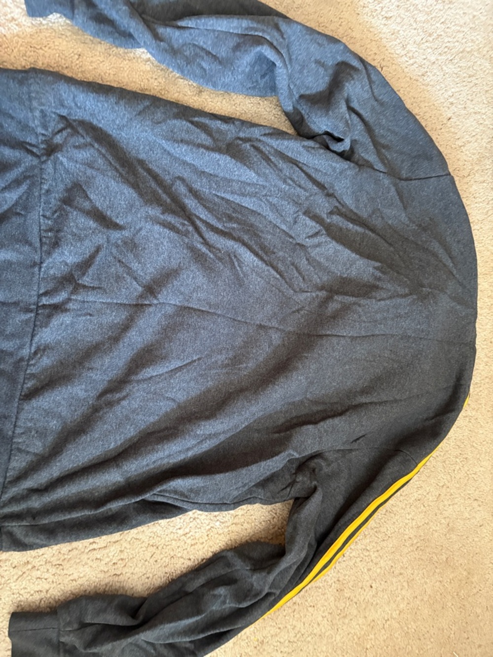 adidas Charcoal Gray Zip-Up Hoodie with Yellow Logo and Stripes - Picture 3 of 3